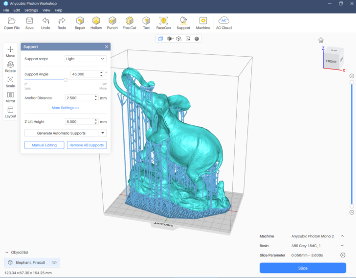 Paramètres Photon Workshop pour Anycubic Photon Mono 2