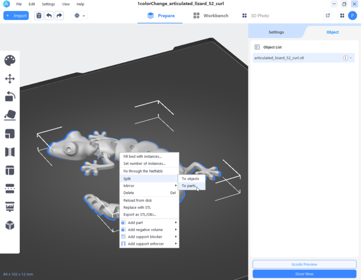 Kobra 3 Combo AnycubicSlicer v1.4.4 split or cut fonction 2024 07 19 20 17 22 Window