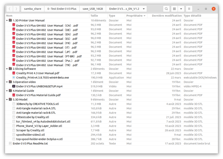 Ender 3 V3 Plus CleUSB16GB Contenu 2024 08 16 15 25 15