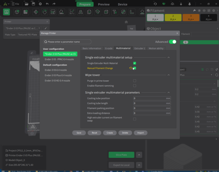 Ender 3 V3 Plus PLA Pika4C CP512 prep 2024 09 01 13 23 22 Creality Print